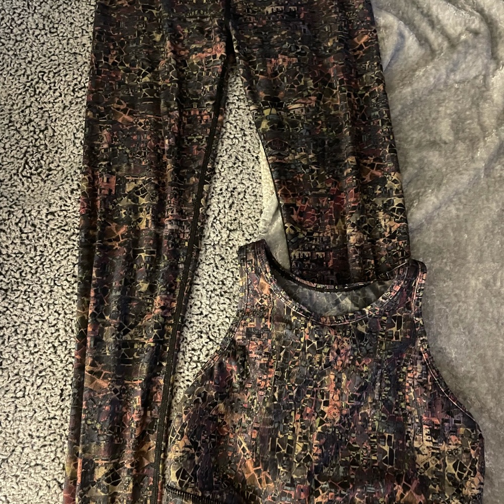 With gem matching yoga workout set bra top + leggings